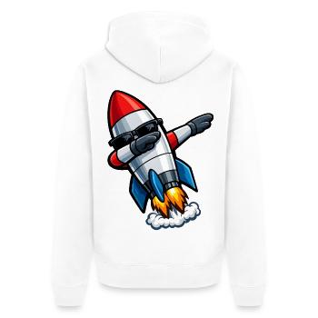 Dabbing Rakete - Unisex Premium Bio Zip Hoodie - Weiß - Hinten - Thijin (182cm)