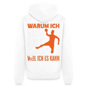 Handball Handballer Handball Trainer Fan Geschenk - Unisex Premium Bio Zip Hoodie - Weiß - Hinten - Thijin (182cm)