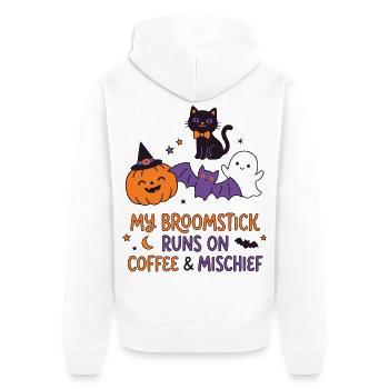 Mein Besen läuft auf Kaffee – lustiges Halloween - Unisex Premium Bio Zip Hoodie - Weiß - Hinten - Thijin (182cm)