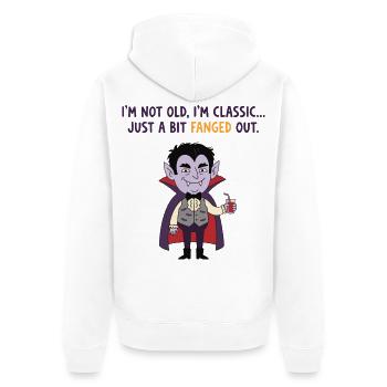 Hier für die Süßigkeiten, Halloween-Kleidung, Mama - Unisex Premium Bio Zip Hoodie - Weiß - Hinten - Thijin (182cm)