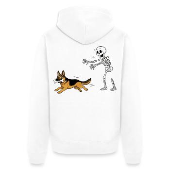Halloween, Schäferhund, Skelett - Unisex Premium Bio Zip Hoodie - Weiß - Hinten - Thijin (182cm)