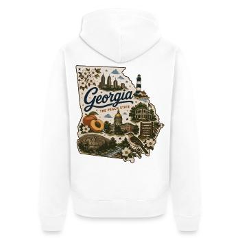 Georgia Peach State Vintage-Kartenaufkleber - Unisex Premium Bio Zip Hoodie - Weiß - Hinten - Thijin (182cm)