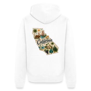 California Vintage State Travel Sticker - Unisex Premium Organic Zip Hoodie - white - Back - Thijin (182cm)