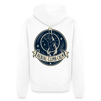 AERIAL CLIMB CALM - Unisex Premium Bio Zip Hoodie - Weiß - Hinten - Thijin (182cm)