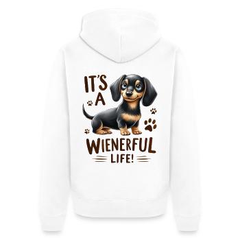 Wienerful Life Dackel lustige Hundedesign-Merch - Unisex Premium Bio Zip Hoodie - Weiß - Hinten - Thijin (182cm)