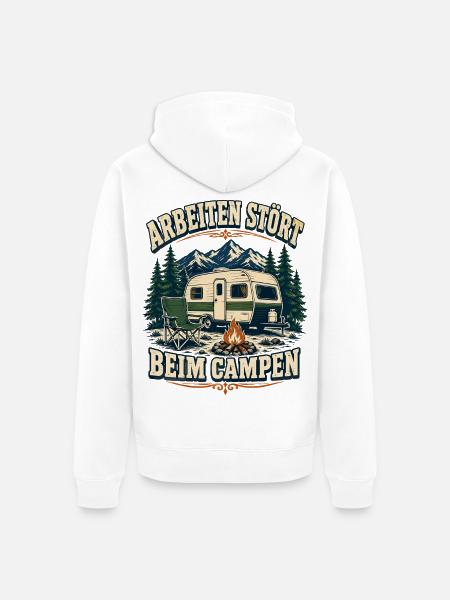 Arbeiten stört beim Campen – Bergcamping - Unisex Premium Bio Zip Hoodie - Weiß