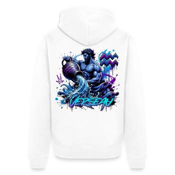 Wassermann – Astrologiegeschenk - Unisex Premium Bio Zip Hoodie - Weiß - Hinten - Thijin (182cm)