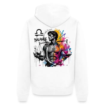 Waagemänner – Astrologiegeschenk - Unisex Premium Bio Zip Hoodie - Weiß - Hinten - Thijin (182cm)