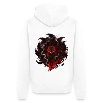 Flammenfuchs im Rauchkreis - Unisex Premium Bio Zip Hoodie - Weiß - Hinten - Thijin (182cm)