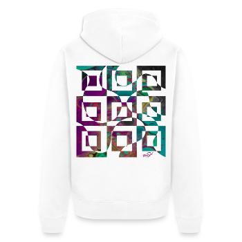 Optische Täuschung - Unisex Premium Bio Zip Hoodie - Weiß - Hinten - Thijin (182cm)