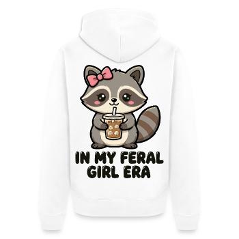 In My Feral Girl Era Waschbär - Unisex Premium Bio Zip Hoodie - Weiß - Hinten - Thijin (182cm)