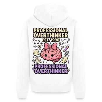 Professional Overthinker Seit 1990 - Unisex Premium Bio Zip Hoodie - Weiß - Hinten - Thijin (182cm)