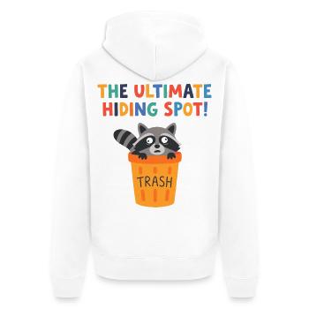 Waschbär im Mülleimerversteck - Unisex Premium Bio Zip Hoodie - Weiß - Hinten - Thijin (182cm)
