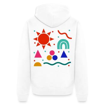 Vivid Geometry Sun Colors Pattern - Unisex Premium Organic Zip Hoodie - white - Back - Thijin (182cm)