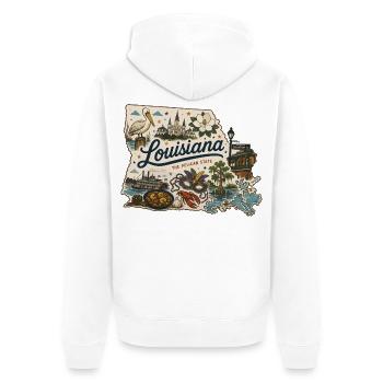 Louisiana Pelican State Vintage Reiseaufkleber - Unisex Premium Bio Zip Hoodie - Weiß - Hinten - Thijin (182cm)