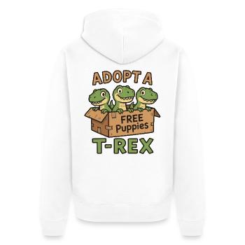 Lustiges T-Rex Welpen Dinosaurier Comic Design - Unisex Premium Bio Zip Hoodie - Weiß - Hinten - Thijin (182cm)