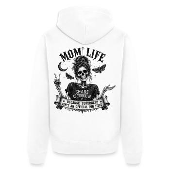 Mom Life Chaos Coordinator Vintage Skull Gothic - Unisex Premium Bio Zip Hoodie - Weiß - Hinten - Thijin (182cm)