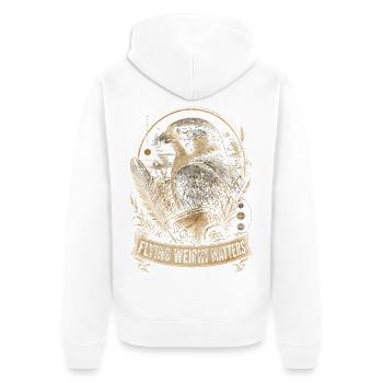 Falknerei Falkner Flying Weight Matters - Unisex Premium Bio Zip Hoodie - Weiß - Hinten - Thijin (182cm)