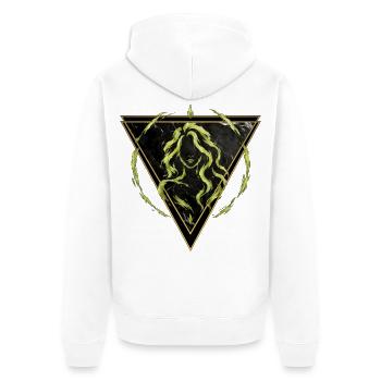 Jungfrau Erdzeichen – Tierkreis von Kék-Ina - Unisex Premium Bio Zip Hoodie - Weiß - Hinten - Thijin (182cm)