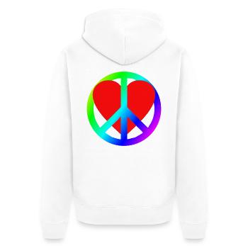 Herz Frieden Regenbogen Symbol - Unisex Premium Bio Zip Hoodie - Weiß - Hinten - Thijin (182cm)