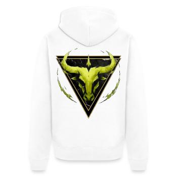 Stier-Erdzeichen – Tierkreis von Kék-Ina - Unisex Premium Bio Zip Hoodie - Weiß - Hinten - Thijin (182cm)