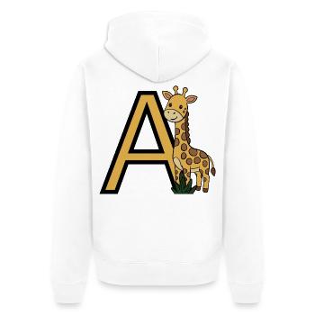 Giraffe mit Buchstabe A - Unisex Premium Bio Zip Hoodie - Weiß - Hinten - Thijin (182cm)
