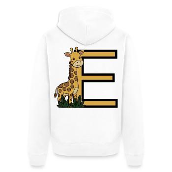 Giraffe mit Buchstabe E - Unisex Premium Bio Zip Hoodie - Weiß - Hinten - Thijin (182cm)