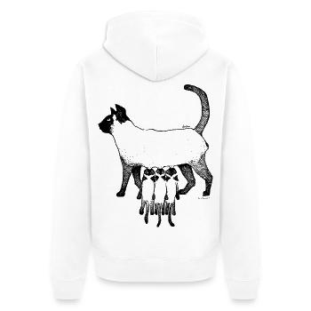SIAMES-KATZE – MUTTER - Unisex Premium Bio Zip Hoodie - Weiß - Hinten - Thijin (182cm)