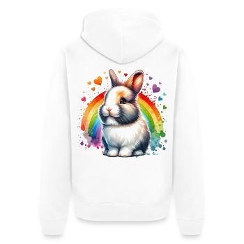 Zwergkaninchen Motiv - Unisex Premium Bio Zip Hoodie - Weiß - Hinten - Thijin (182cm)
