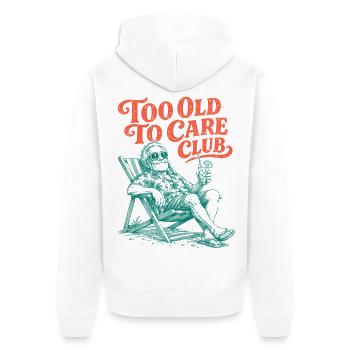 Too Old To Care Club Opa-Urlaub - Unisex Premium Bio Zip Hoodie - Weiß - Hinten - Thijin (182cm)