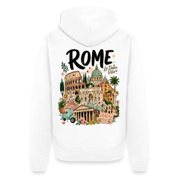 Rome la Dolce Vita Design - Unisex Premium Organic Zip Hoodie - white - Back - Thijin (182cm)