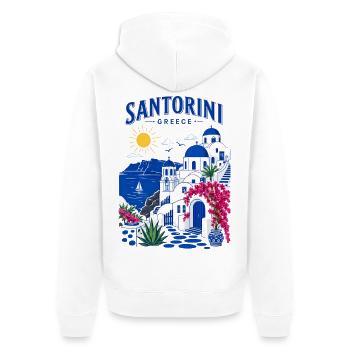Santorini, Griechenland, Reisedesign - Unisex Premium Bio Zip Hoodie - Weiß - Hinten - Thijin (182cm)