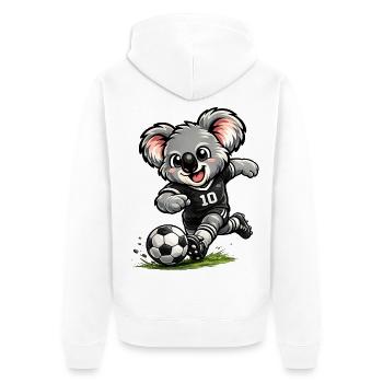 Süßer Koala spielt Fußball - Unisex Premium Bio Zip Hoodie - Weiß - Hinten - Thijin (182cm)