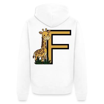 Giraffe Buchstabe F - Unisex Premium Bio Zip Hoodie - Weiß - Hinten - Thijin (182cm)