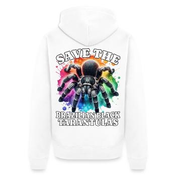 Save Schwarze Vogelspinne - Unisex Premium Bio Zip Hoodie - Weiß - Hinten - Thijin (182cm)