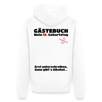 Gästebuch 18. Geburtstag lustige Gästeliste Junge  - Unisex Premium Bio Zip Hoodie - Weiß - Hinten - Thijin (182cm)