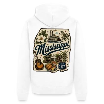 Mississippi Magnolia State Vintage-Aufkleber - Unisex Premium Bio Zip Hoodie - Weiß - Hinten - Thijin (182cm)