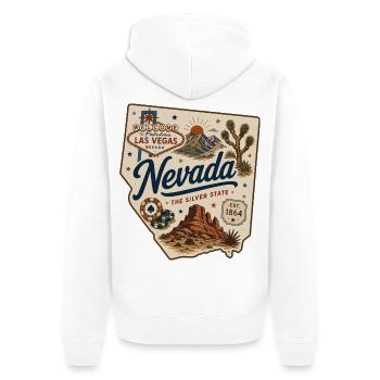 Nevada Silver State Vintage Las Vegas Aufkleber - Unisex Premium Bio Zip Hoodie - Weiß - Hinten - Thijin (182cm)