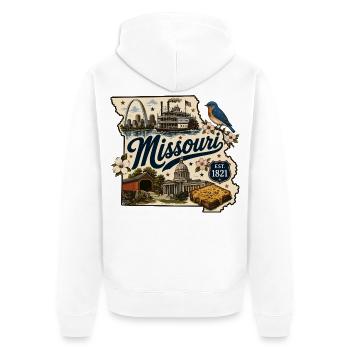 Missouri Show Me State Vintage-Reiseaufkleber - Unisex Premium Bio Zip Hoodie - Weiß - Hinten - Thijin (182cm)