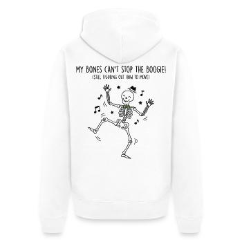 Skelett tanzt Boogie - Unisex Premium Bio Zip Hoodie - Weiß - Hinten - Thijin (182cm)
