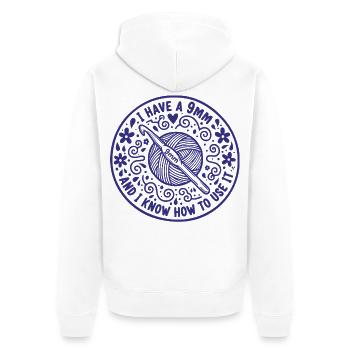 Crochet Lover Knitting Ich habe eine 9mm. - Unisex Premium Bio Zip Hoodie - Weiß - Hinten - Thijin (182cm)