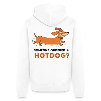 Hotdog? Verspielte Dackler-Illustration - Unisex Premium Bio Zip Hoodie - Weiß - Hinten - Thijin (182cm)