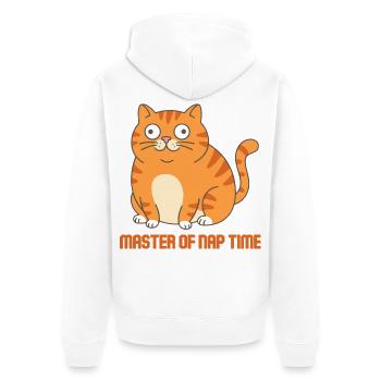 Meister der Schlafzeit-Katze - Unisex Premium Bio Zip Hoodie - Weiß - Hinten - Thijin (182cm)