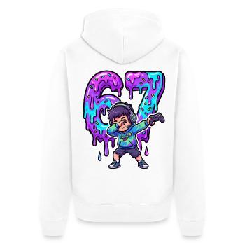 67 Dabbing Gamer Six Seven Meme Brainrot Zocker - Unisex Premium Bio Zip Hoodie - Weiß - Hinten - Thijin (182cm)