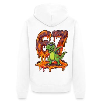 67 Dabbing T-Rex Dino Six Seven Meme Brainrot - Unisex Premium Bio Zip Hoodie - Weiß - Hinten - Thijin (182cm)