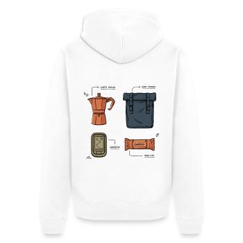 Bikepacking Gear Zubehör - Unisex Premium Bio Zip Hoodie - Weiß - Hinten - Thijin (182cm)