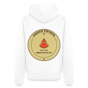 Couch Potato Laufclub Motiv - Unisex Premium Bio Zip Hoodie - Weiß - Hinten - Thijin (182cm)
