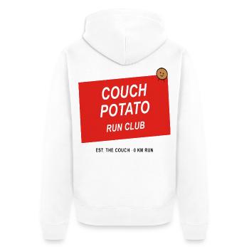 Couch Potato Run Club - Unisex Premium Bio Zip Hoodie - Weiß - Hinten - Thijin (182cm)