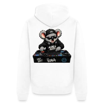Süßer Koala als DJ - Unisex Premium Bio Zip Hoodie - Weiß - Hinten - Thijin (182cm)