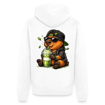 Süßer Koala mit Matcha Latte - Unisex Premium Bio Zip Hoodie - Weiß - Hinten - Thijin (182cm)